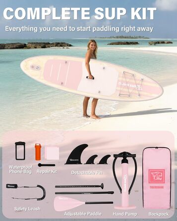 SUP дошка TIGERXBANG надувна для дорослих та дітей, комплект для Stand Up Paddling, рожева/зелена 320 см