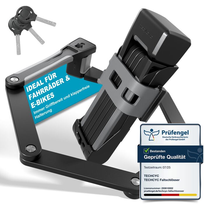 Надійне велозамок Faltschloss 86 см з 3 ключами: захист від крадіжки, міцний, з карбонової сталі, з кріпленням