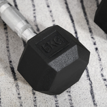 Набір гантелей HOMCOM Hexagon 2, 2x5 кг, чавун з гумовим чохлом, чорний| Аосом