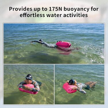 Надувна плавуча шина Naturehike 18L з двома повітряними камерами. Сумка-гідрочохол, водонепроникна пляжна сумка з регульованим поясом для плавання та відпочинку на узбережжі (Рожева/18л/Оновлена)