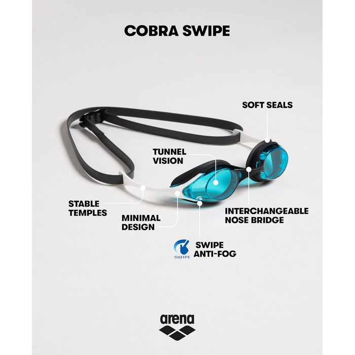 Плавальні окуляри ARENA Cobra Swipe 004195 димчасті, універсальний розмір