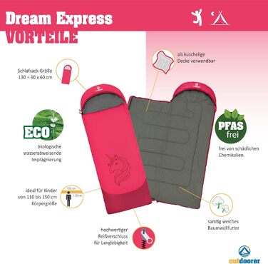 Дитячий спальник Outdoorer Dream Express рожевий, бавовняний - кокон для сну
