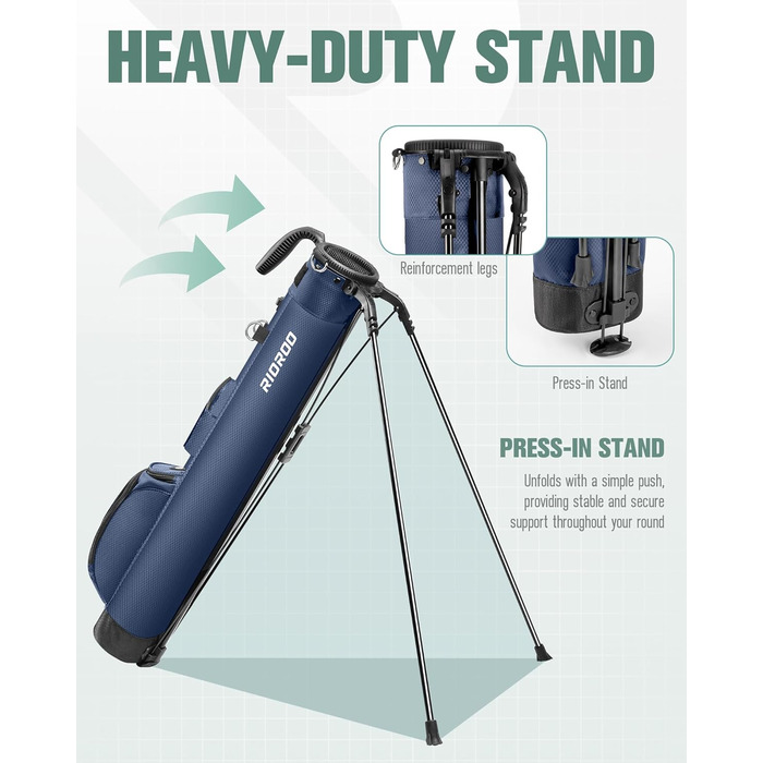 Сумка для гольфу на штативі A2-Blue, легка, з 3 кишенями, 2-х секційна, для тренувань та гри