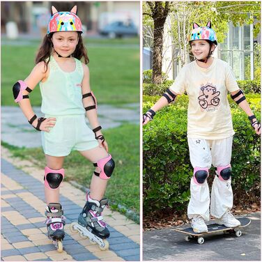 Дитячий шолом Unicorn Castle для велосипеда, 8-14 років, комплект наколінників та налокітників, блакитний/рожевий