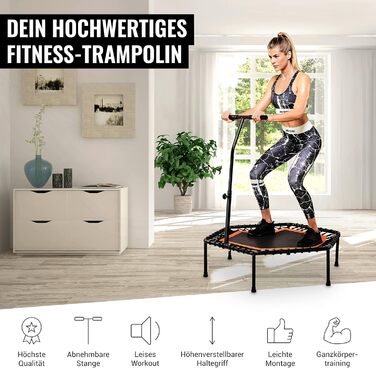 Трамплін для фітнесу GORILLA SPORTS® з регулюванням висоти, тиха пружинна амортизація, діаметр 77 см, до 100 кг, оранжевий