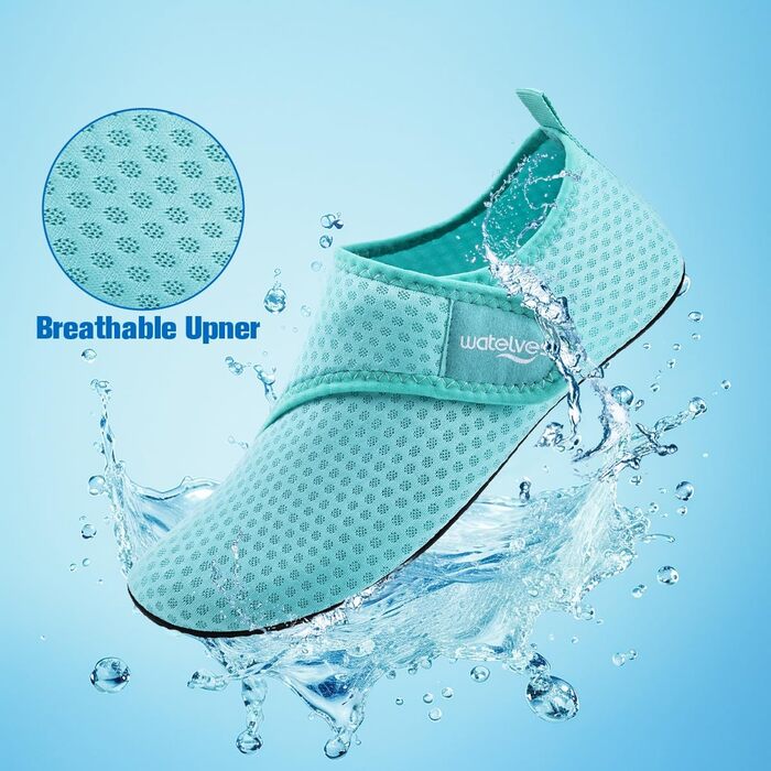 Чоботи для плавання WateLves: чоловічі та жіночі аквашузи, шкарпетки для пляжу та басейну, швидковисихаючі, дихаючі, унісекс (40/41 EU, C Mond Grün)
