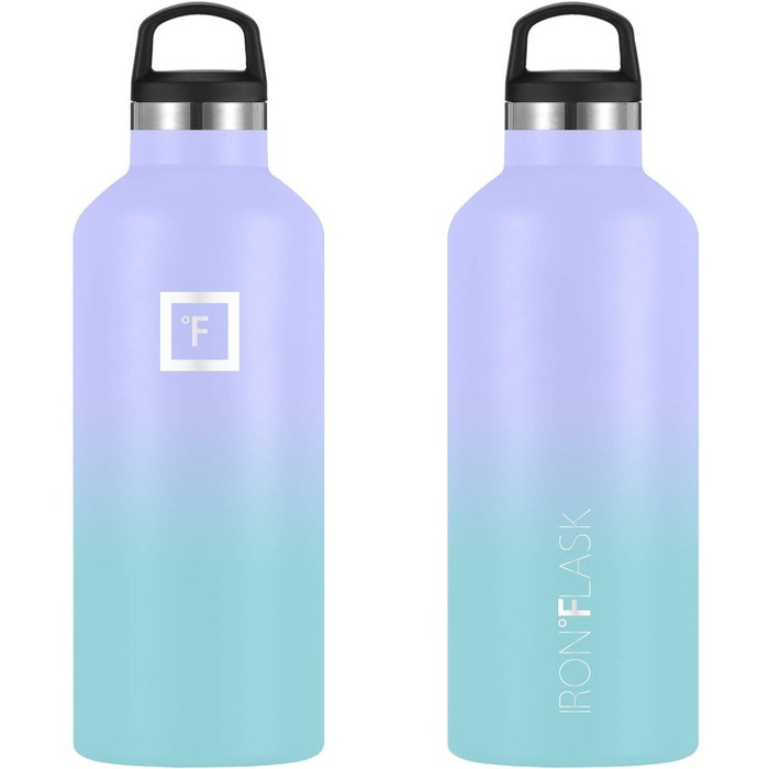 Термос IRON °FLASK 950 мл з трубочкою, вакуумна пляшка з нержавіючої сталі для води, гарячого й холодного, подвійні стінки, 3 кришки, Cotton Candy
