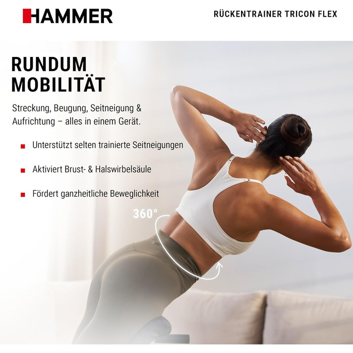 Тренажер для спини HAMMER Tricon – гіперекстензія, живіт, прес. Багатофункціональне обладнання для фітнесу