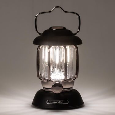 Ліхтар намету Skandika Forsol LED Retro-стиль | Акумулятор 4400mAh, регулювання яскравості, для кемпінгу, саду, декору, піших прогулянок, зелений (чорний)