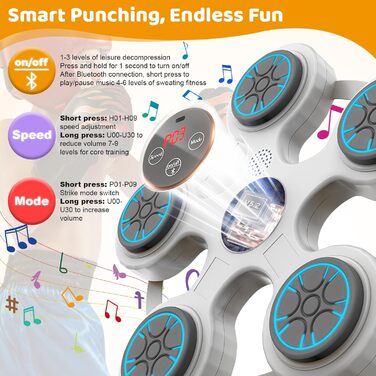 Музична боксерська машина EOJDDPA з Bluetooth, для дітей, 2 пари рукавичок, 9 швидкостей, 5 режимів, для домашніх тренувань та зняття стресу