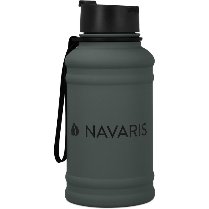 Спортивна пляшка Navaris 1,3 л з нержавіючої сталі, BPA Free, для фітнесу, антрацит