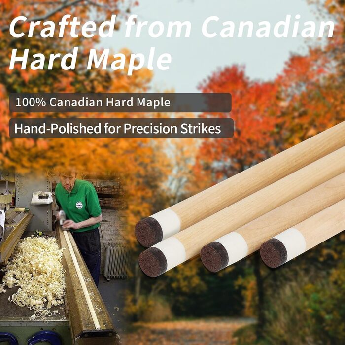 AKLOT Більярдний кий 58' - канадський клен, 13 мм шкіряна вершина, 3D ручка, преміум якість, для професійних гравців, чорний (540г)