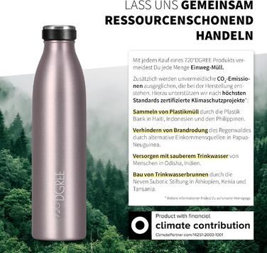 Термос-пляшка 720°DGREE MilkyBottle, 750 мл, нержавіюча сталь, BPA-Free, для газованих напоїв, спорту, універу, школи, фітнесу, відпочинку на природі, кемпінгу (31 Mauve | Taupe)