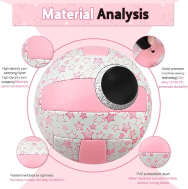 Волейбольний м'яч Aipwerer: для пляжу, залу та тренувань (рожево-білий, розмір 5)