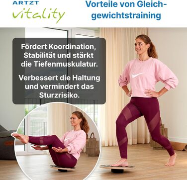 ARTZT vitality Wobblesmart балансборд для реабілітації, профілактики та тренувань, регульований рівень складності, 39 см