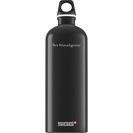 Алюмінієва пляшка для води SIGG Traveller 1 л, чорна, з індивідуальним гравіюванням і іменем