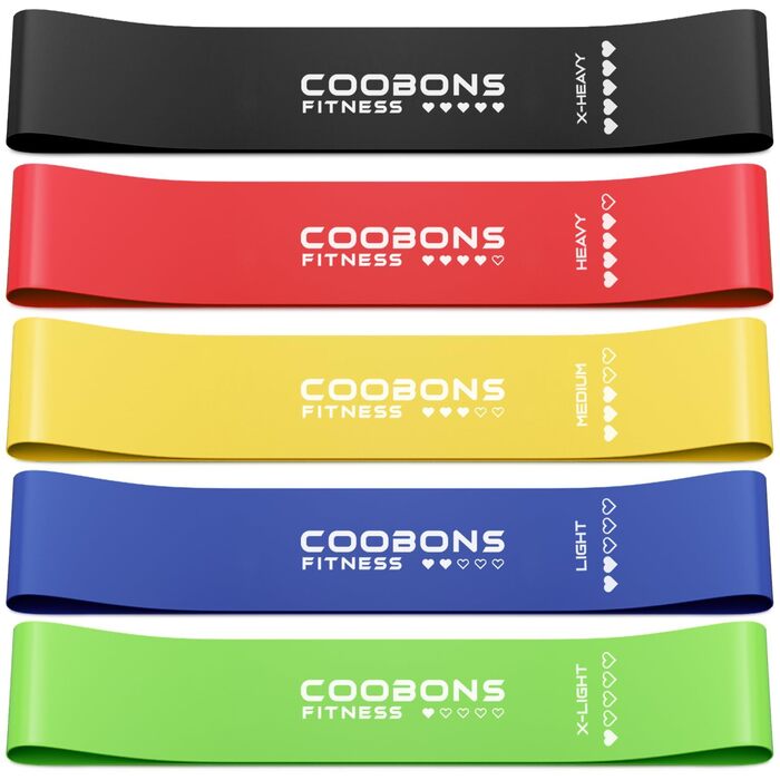 Гумові стрічки для фітнесу Resistance Bands 5 шт. (4.5-18 кг), багатофункціональні для схуднення, тренування сідниць, ніг, рук, реабілітації, з сумкою та інструкцією