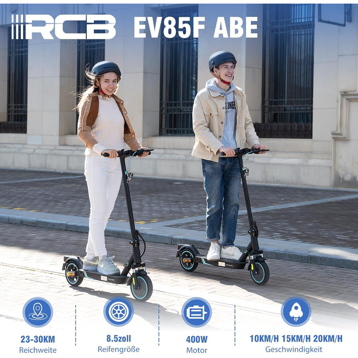 Електросамокат RCB EV85F з допуском до дороги, 8,5 дюймів, 400 Вт, складаний, керування через додаток, 20 км/год, подвійний амортизатор, максимальне навантаження 120 кг