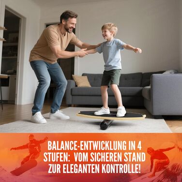 Дерев'яна баланс-дошка HENMI - баланс-борд з антиковзким покриттям для тренування рівноваги, координації та фітнесу вдома