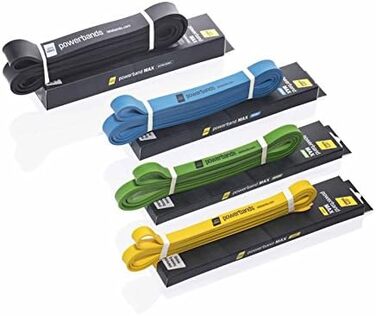 Let’s Bands Powerbands MAX – еспандер для фітнесу, синій (сильний опір), 5 рівнів навантаження, для ефективного тренування всього тіла, 60 днів безкоштовних онлайн-тренувань у додатку Lets Bands