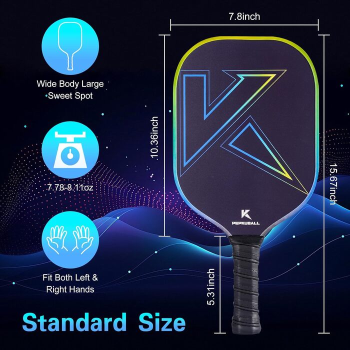 Набір для піклболу: ракетки та лопатки з фібергласовою поверхнею, для чоловіків та жінок