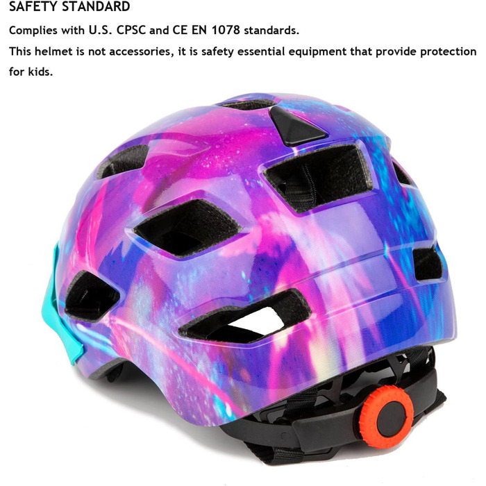 Дитячий велосипедний шолом Exclusky для хлопчиків та дівчаток, BMX, скейтбординг, регульований, 50-57 см (5-13 років), фіолетовий
