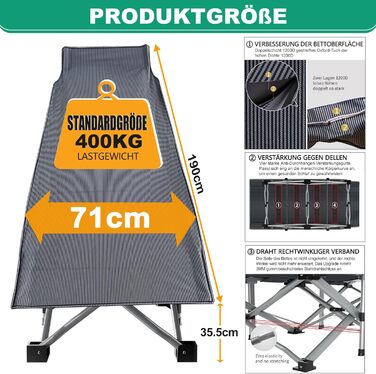 Розкладне ліжко-крісло для кемпінгу з матрацом, блакитне. Максимальне навантаження, бічна кишеня, для відпочинку на природі та вдома