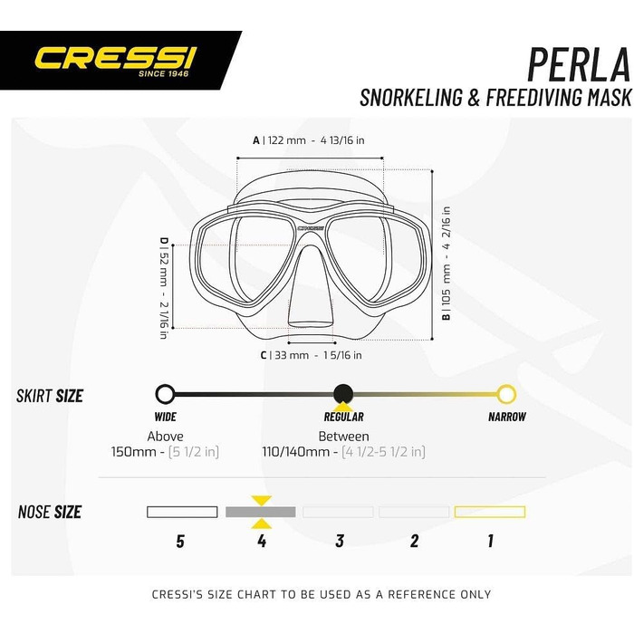 Сноркельний набір Cressi Perla для дорослих, маска та трубка, унісекс, прозорий/аквамарин, універсальний розмір