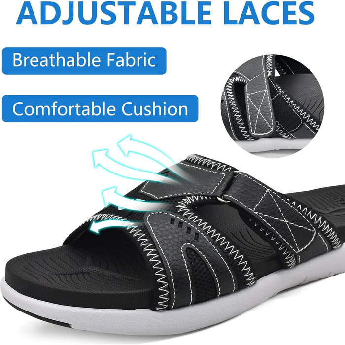 Чоловічі спортивні сандалії COFACE для відновлення після навантаження, підтримка склепіння стопи, ортопедичні, чорні, розмір 40-48