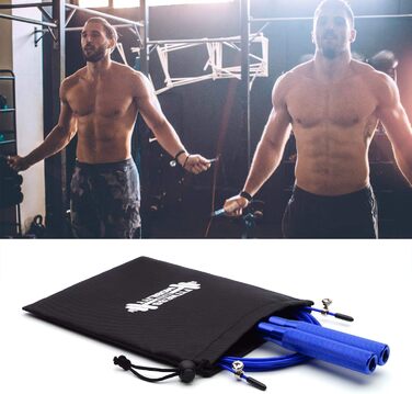 Скакалка CKB LTD Elite Speed-Springseil для дорослих, з сумкою, преміум-алюмінієві ручки, фітнес, регульований, 3 м, функціональне тренування, 1 шт., морської синій