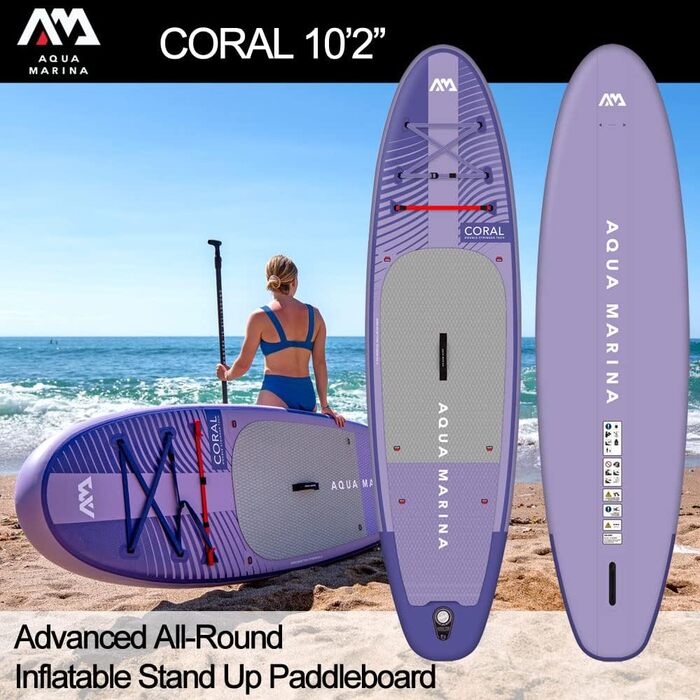 Надувна SUP-дошка Aqua Marina Coral 310 см, фіолетова, для веслування стоячи