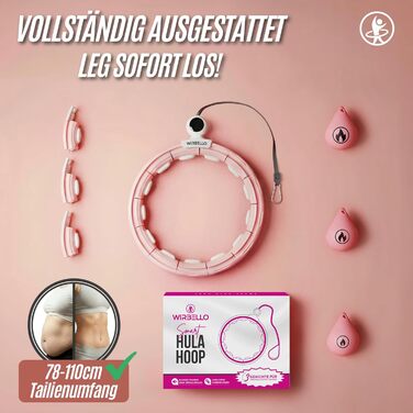 Розумний хулахуп для схуднення з обтяжувачами, 78-110 см, рожевий - фітнес-обруч для жінок