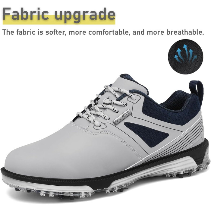 Гольф-взуття чоловіче ULTIANT, водонепроникне, з шнурівкою, дихаюче, для тренувань (сірий, 48 EU)