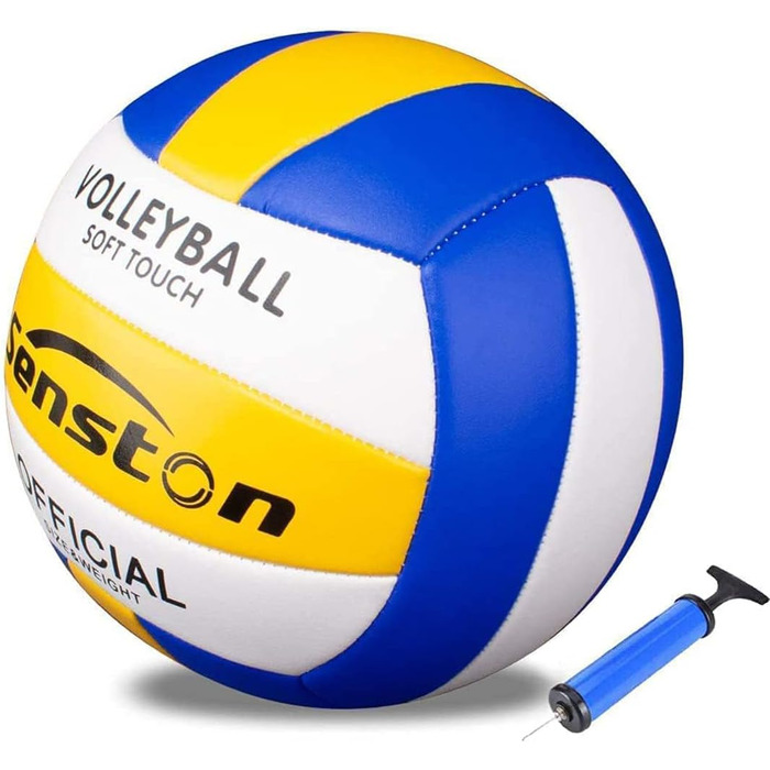Волейбольний м'яч Senston Soft Touch, офіційний розмір 5, водонепроникний, з насосом, для пляжу, басейну та вулиці, синій