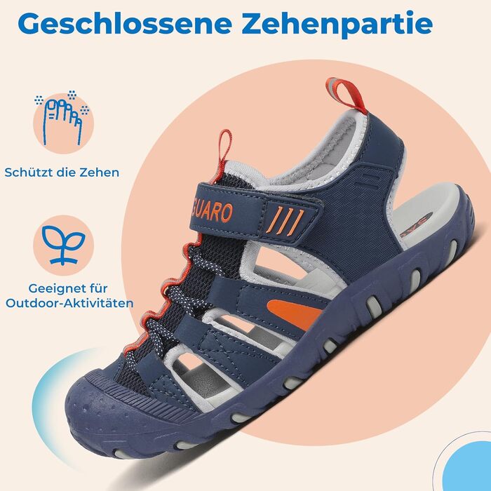 Сандалі дитячі SAGUARO закриті трекінгові для хлопчиків, літні, для активного відпочинку, розмір 32 EU (Сині)