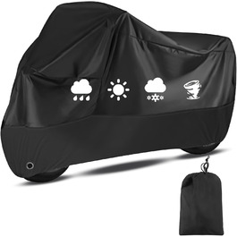 Водонепроникна захисна накидка для мотоцикла Motorrad, 210D, UV-захист, зимова, для моторолерів, ролерів, мопедів (245x105x125 см) (Чорний, L(200x90x100 см))