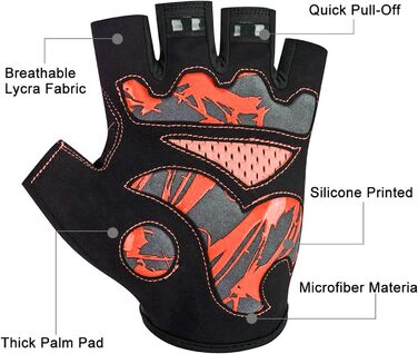 Велосипедні рукавички для чоловіків та жінок, напівпальцеві, дихаючі, антиковзні - помаранчевий, розмір M