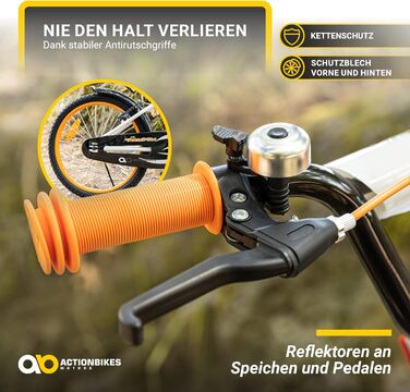Дитячий велосипед Actionbikes 12/16/20 дюймів, V-Brake, з крилами, для хлопчиків і дівчаток, від 2 до 9 років