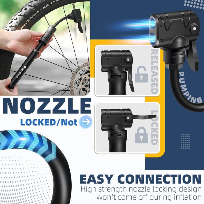 Міні насос для велосипеда West Biking - алюмінієвий, універсальний, портативний, для MTB, шосе, м'ячів