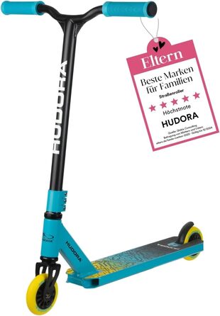 Дитячий трюковий самокат HUDORA, 360° керування, ABEC 9, міцний, для трюків і міста, універсальний розмір, блакитний