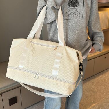 Спортивна сумка-рюкзак для жінок, 35л, Weekender, для подорожей та тренувань, з відділенням для взуття та мокрих речей, бежева