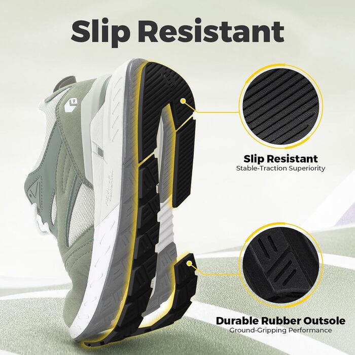 Жіночі кросівки FitVille для широкої стопи: бігові, для ходьби, фітнесу, спортивні. Зелені, розмір 42.5 EU (X-широкі)