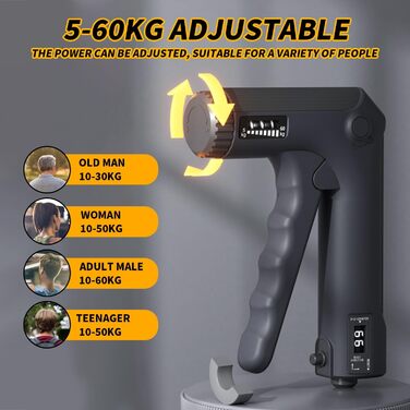 Тренування хватки Handkraft: регульований тренажер для рук та пальців з лічильником, 2 режими