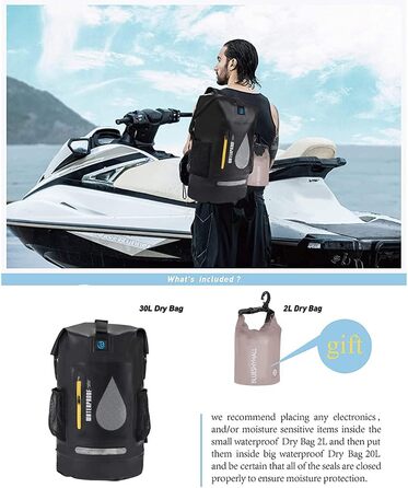 Водонепроникний мішок Blueshyhall Dry Bag 30L: рюкзак, ролтоп, 30 літрів - для каякінгу, кемпінгу, риболовлі, подорожей