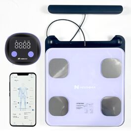 Fitdays Розумна вага для аналізу тіла - прецизійна цифрова вага BMI з Bluetooth, 20+ показників, синхронізація для 6 користувачів (FG2202WB-Lila)