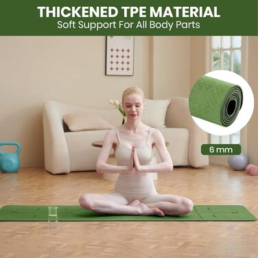Килимок для йоги та фітнесу Good Nite TPE 6 мм, нековзкий, 183x61 см, зелено-чорний