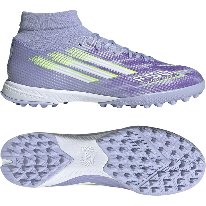 Жіночі футбольні бутси adidas F50 SPARKFUSION League Mid Turf 39 1/3 EU, фіолетовий, лимонний, пурпурний кольори