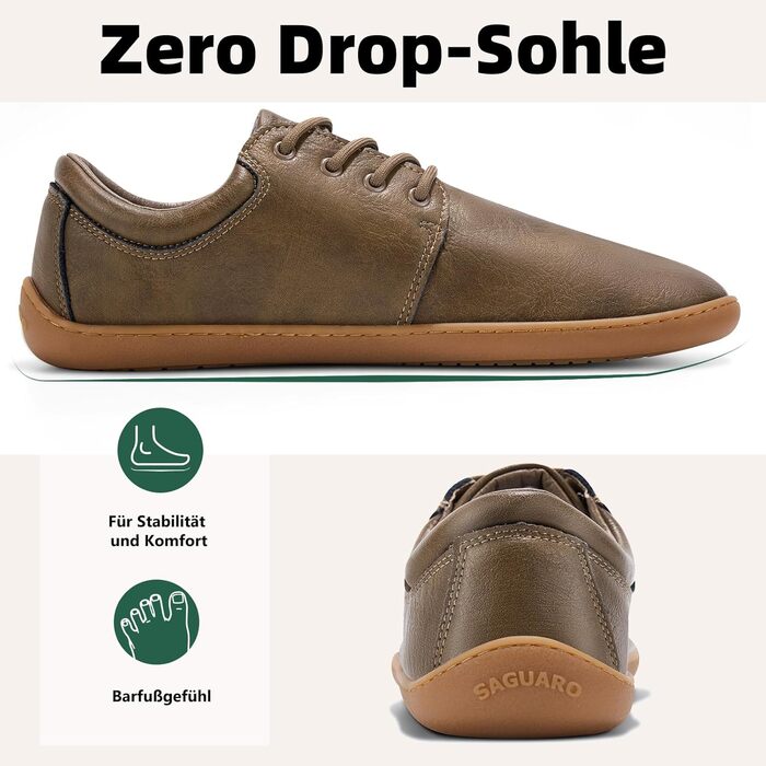 Чоловічі шкарпетки-мокасини Saguaro Noble II - легкі, з широкою переднячкою, підошва Zero-Drop, розмір 36-48 (світло-коричневий)