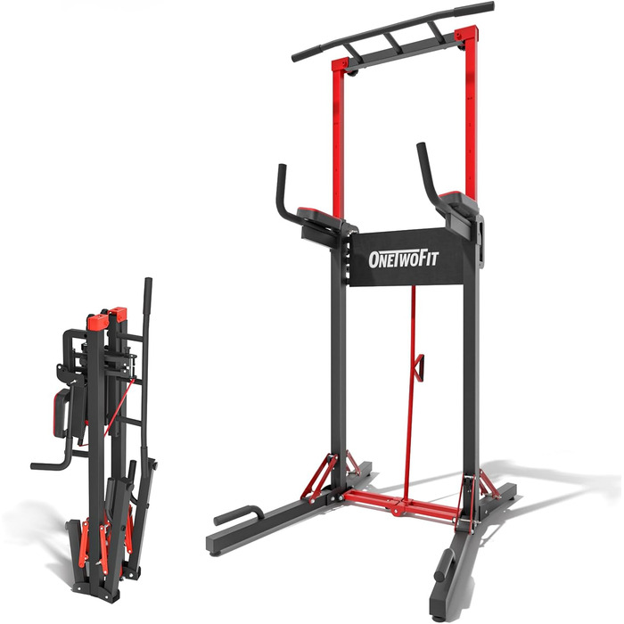ONETWOFIT Power Tower - Станція для віджимань для дому, регульована висота, 270 кг, BLACK-1