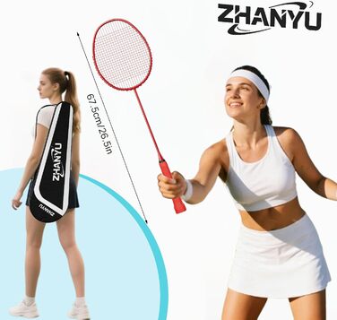 Ракетка для бадмінтону Profi 100% карбон, ультралегка, для тренувань та розваг (червона)